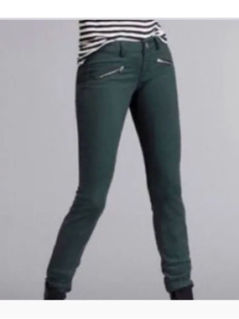CAbi Forest Green Skinny Zip-Pocket Pants